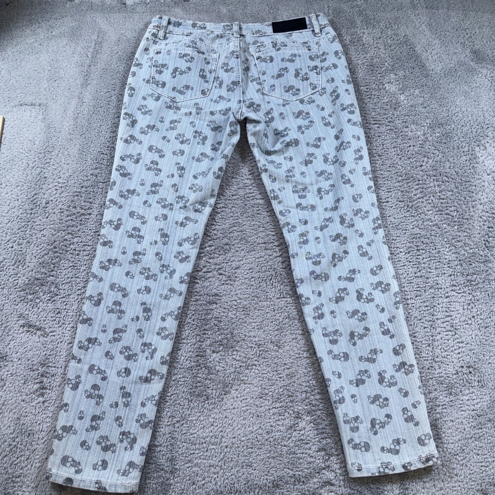Twentyone Black By Rue21 Black Skull Women's Skinny Jeans Size 7/8 R - Picture 11 of 12